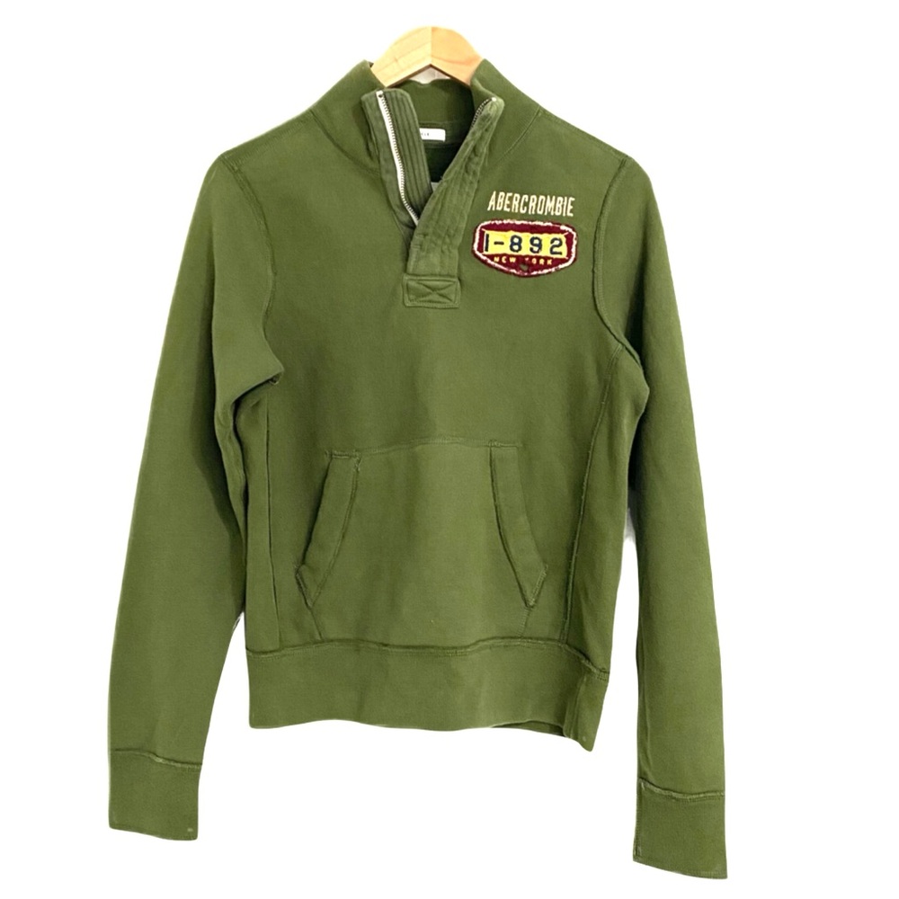 NWT Abercrombie & Fitch vintage 1892 half-zip sweatshirt in army green Boys XL